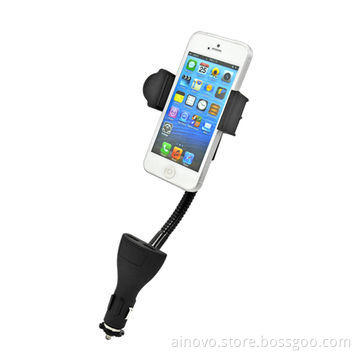 Universal car mount holder with charger, for GPS, PDA, iPhone and MP3/MP4 players, dual USBNew